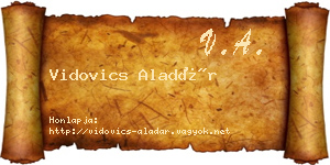 Vidovics Aladár névjegykártya